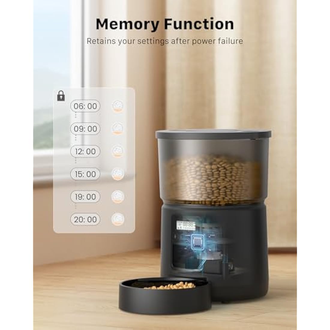 BEMOONY Automatic Cat Feeder - 3L Timed Pet Food Dispenser with Voice