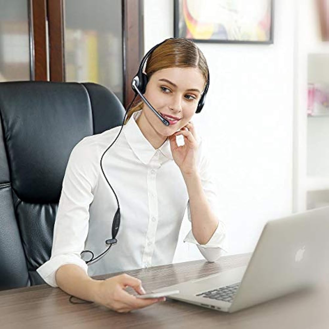 Wantek Binaural Cell Phone Headset with Noise Canceling Mic - 3.5mm
