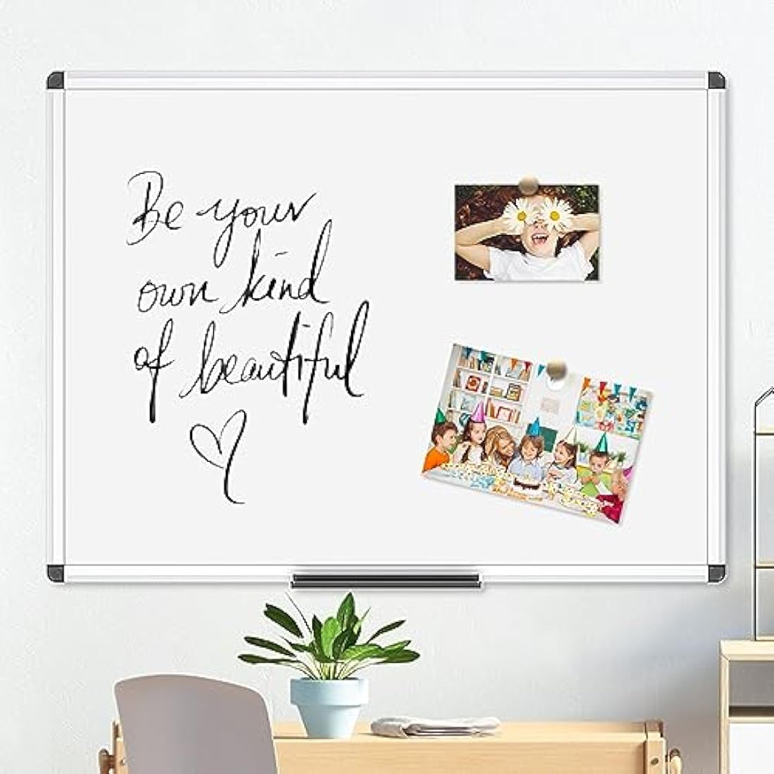 VIZ-PRO Magnetic Whiteboard | 60x45cm Dry Erase Board with Silver Frame