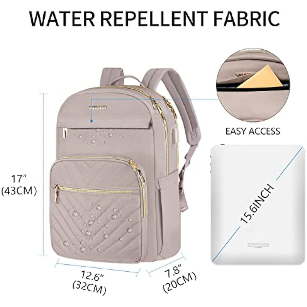 VANKEAN 15.6 Inch Laptop Backpack for Women – Waterproof USB Travel Bag