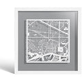 Barcelona Paper Map Art Frame by O3 Design Studio - 9x9 White Decor