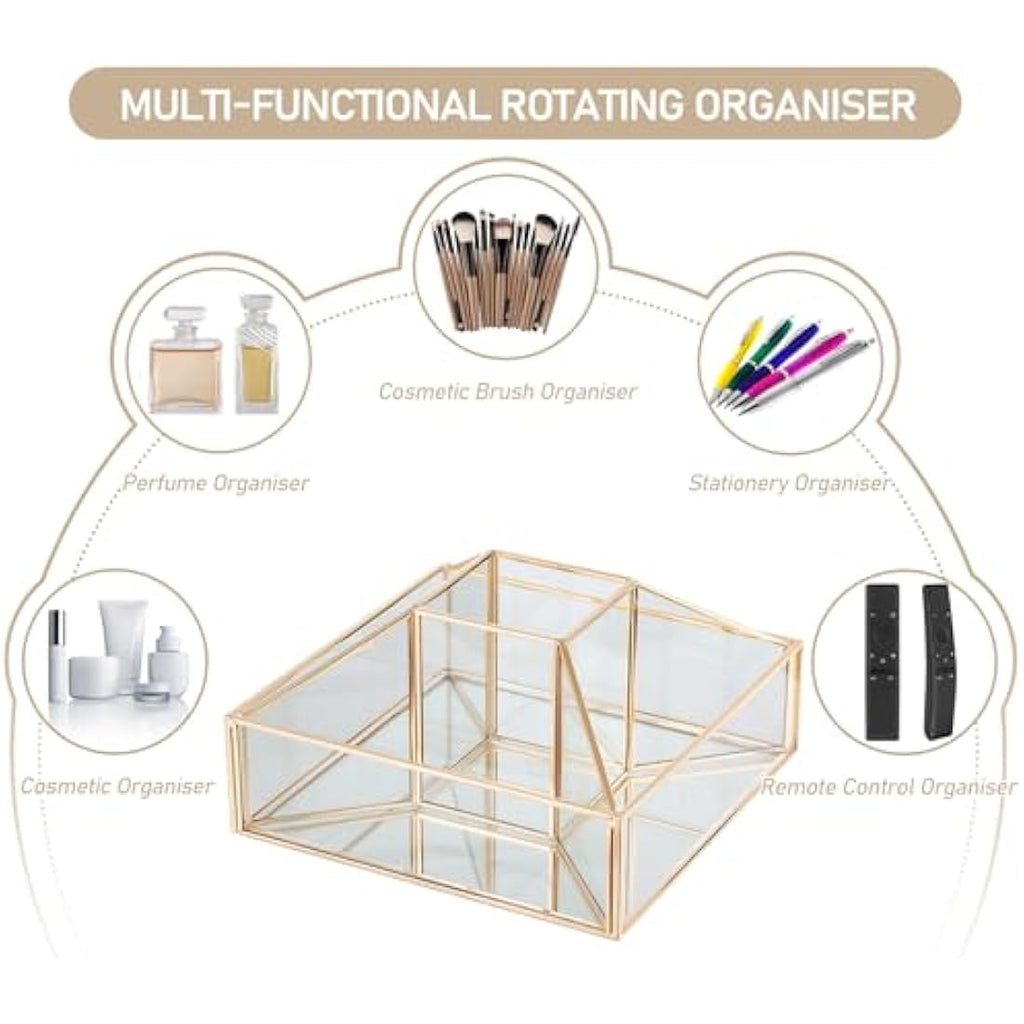 SLHEQING 360° Drehbarer Make-up-Organizer – Glas Schmink Aufbewahrung
