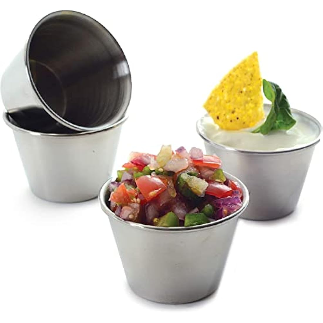 Artcome 55 Pack Stainless Steel Condiment Sauce Cups – 2.5 oz Portion Cups
