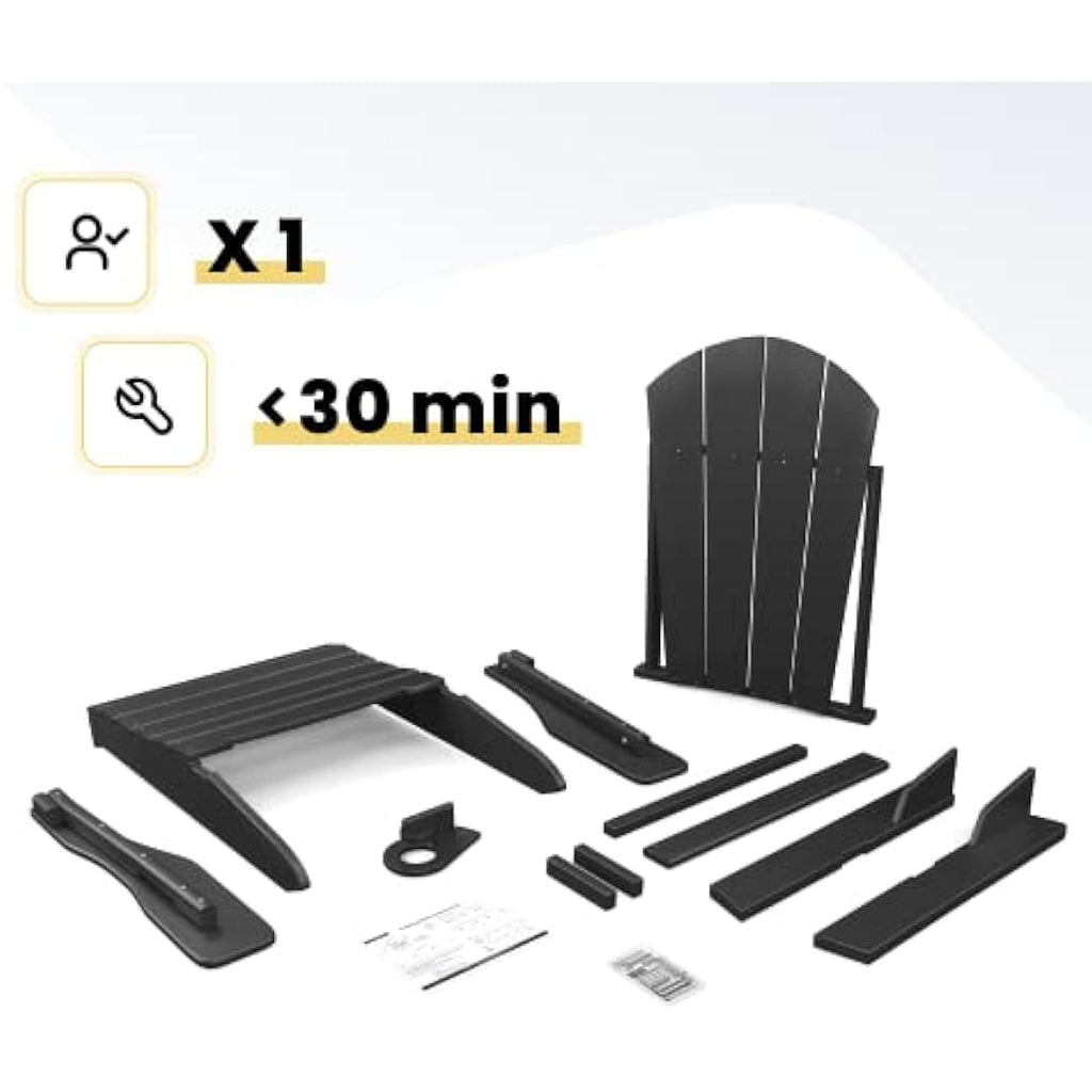 Jolof Store Folding Adirondack Chair - Weatherproof HDPE with Cup Holder