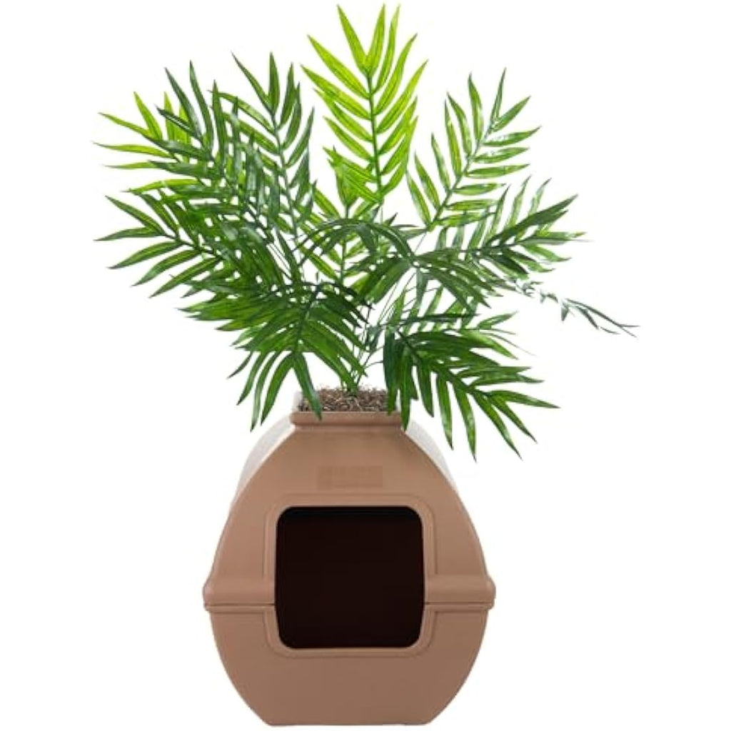 Good Pet Stuff Hidden Litter Box Planter – Enclosed Square Cat Box, Mocha