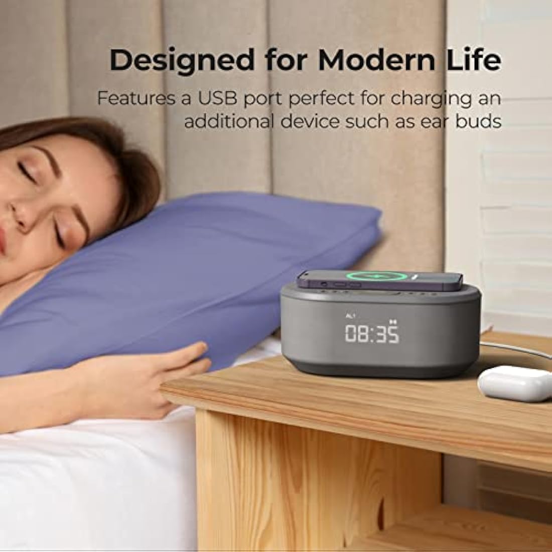 i-box Dawn Alarm Clock with Wireless Charging and Bluetooth Speaker