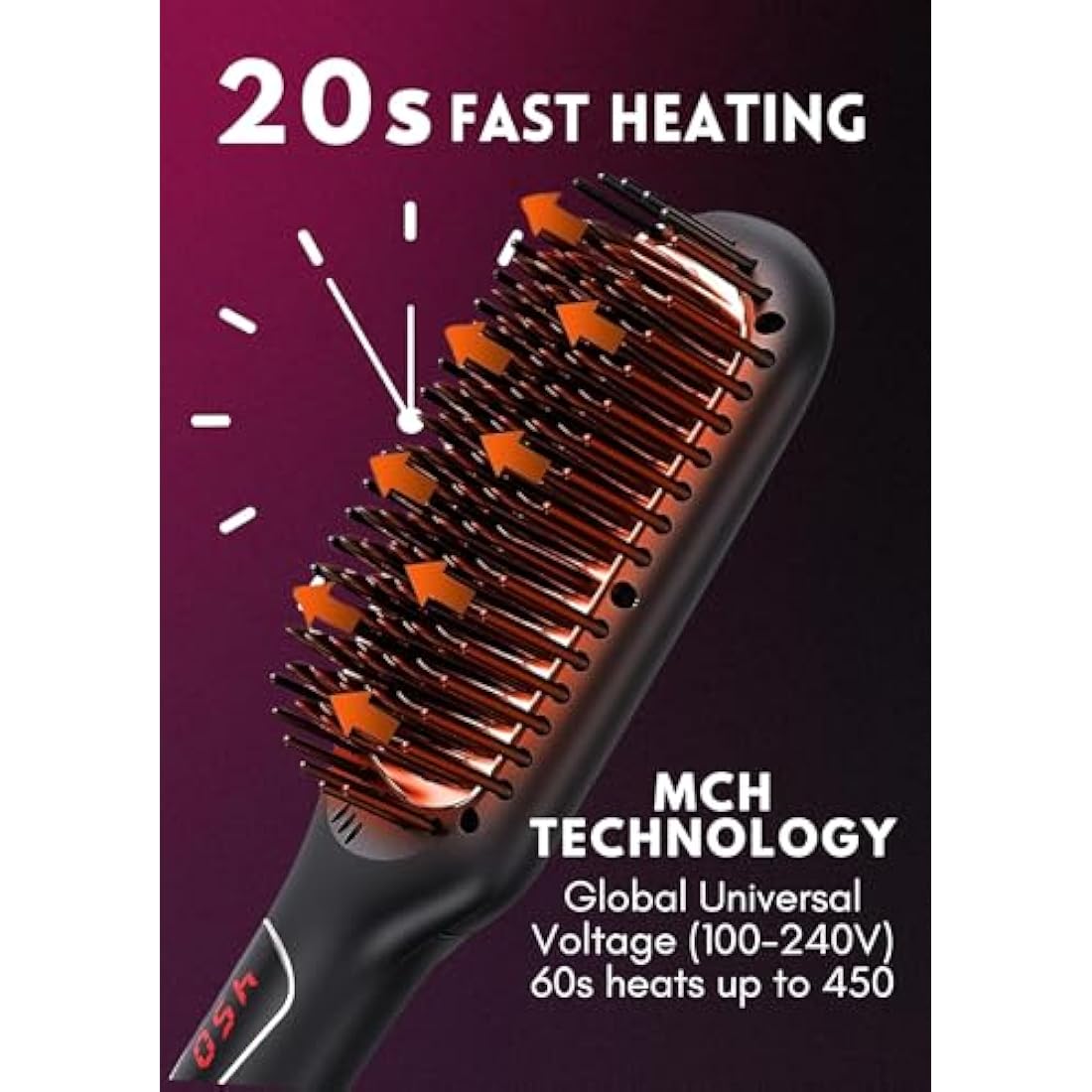 MEGAWISE Ionic Hair Straightener Brush – Ceramic MCH Fast Heating