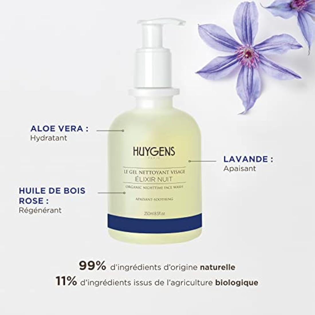 HUYGENS Elixir Night Face Wash – Organic Rosewood & Lavender Cleanser