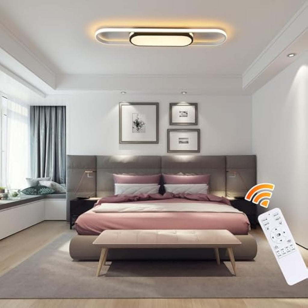 Oninio Modern LED Ceiling Light – 80cm Dimmable Linear Lamp with Remote