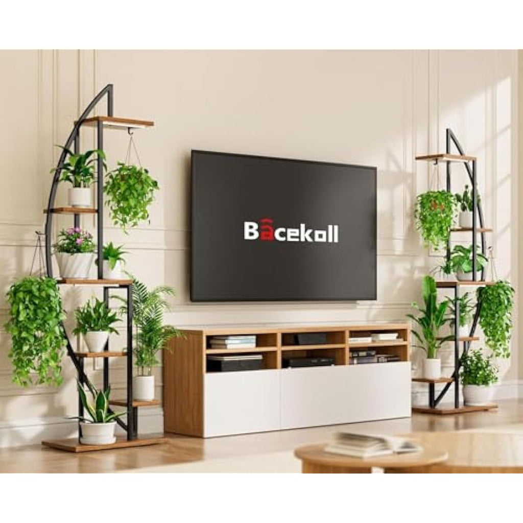 Jolof Store 6-Tier Half-Moon Plant Stand with Grow Lights – 2 Pack Metal Rack