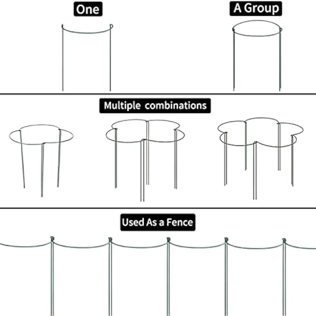 VLYHGO 6PCS Half Round Metal Plant Support Stakes – 44x20cm Garden Rings