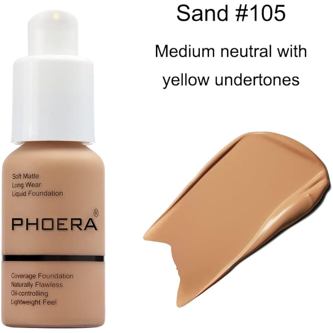 Phoera Soft Matte Liquid Foundation – Full Coverage Waterproof 30ml