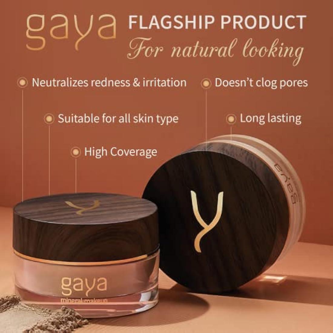 Gaya Cosmetics Mineral Powder Foundation – Vegan Full Coverage MF4