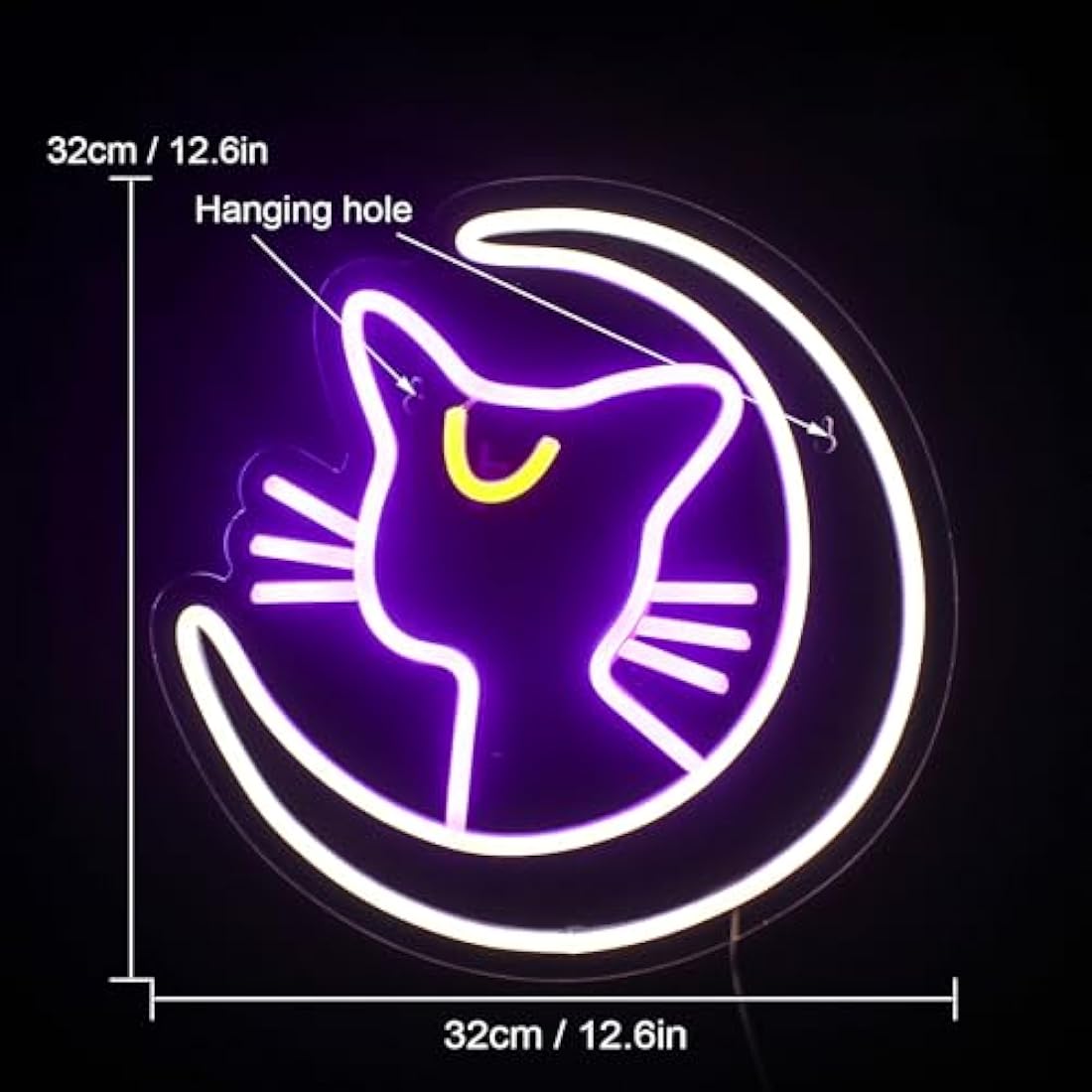 Sailor Moon Cat Neon Sign – LED Anime Wall Decor for Bedroom