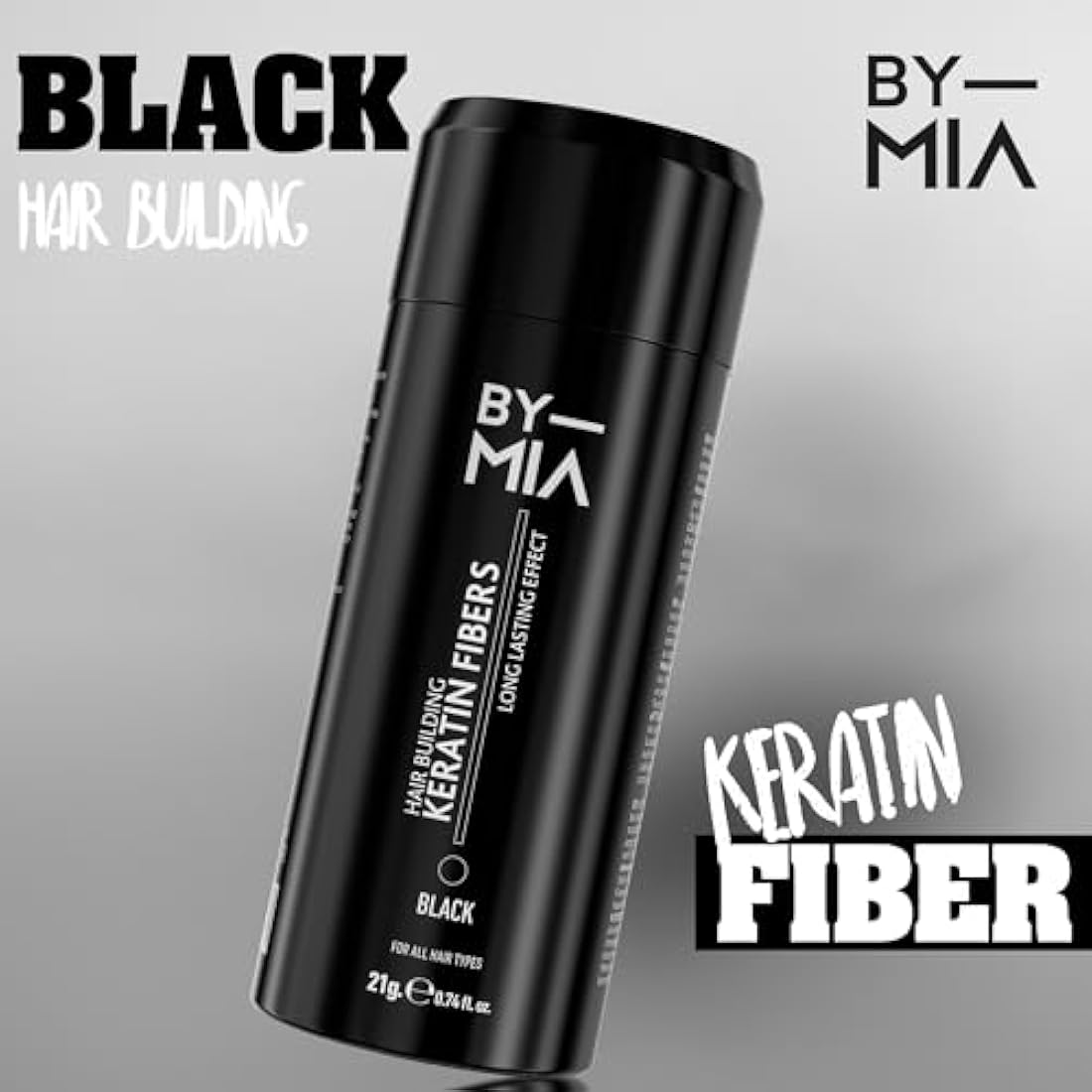 BY MIA Hair Building Keratin Fibers - Black 21g Hair Loss Concealer