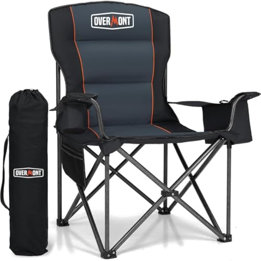 Overmont Oversized Heavy Duty Camping Folding Chair with Cooler Bag