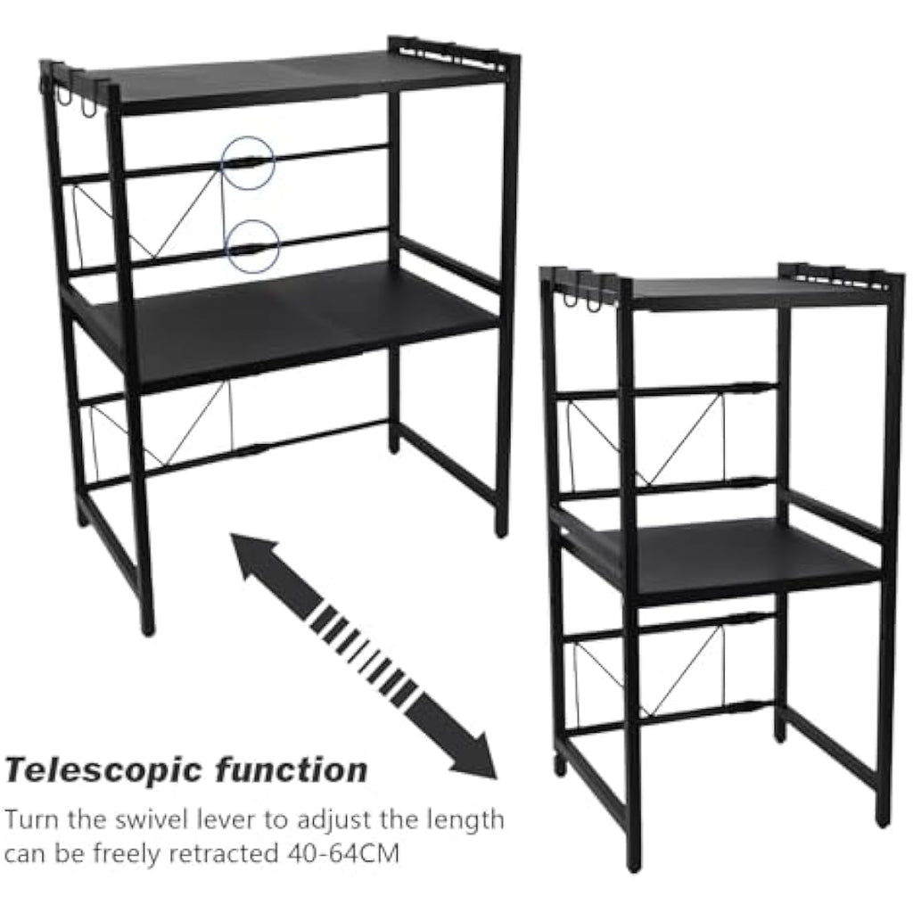 Jolof Store Expandable 3-Tier Microwave Rack – Adjustable Kitchen Shelf