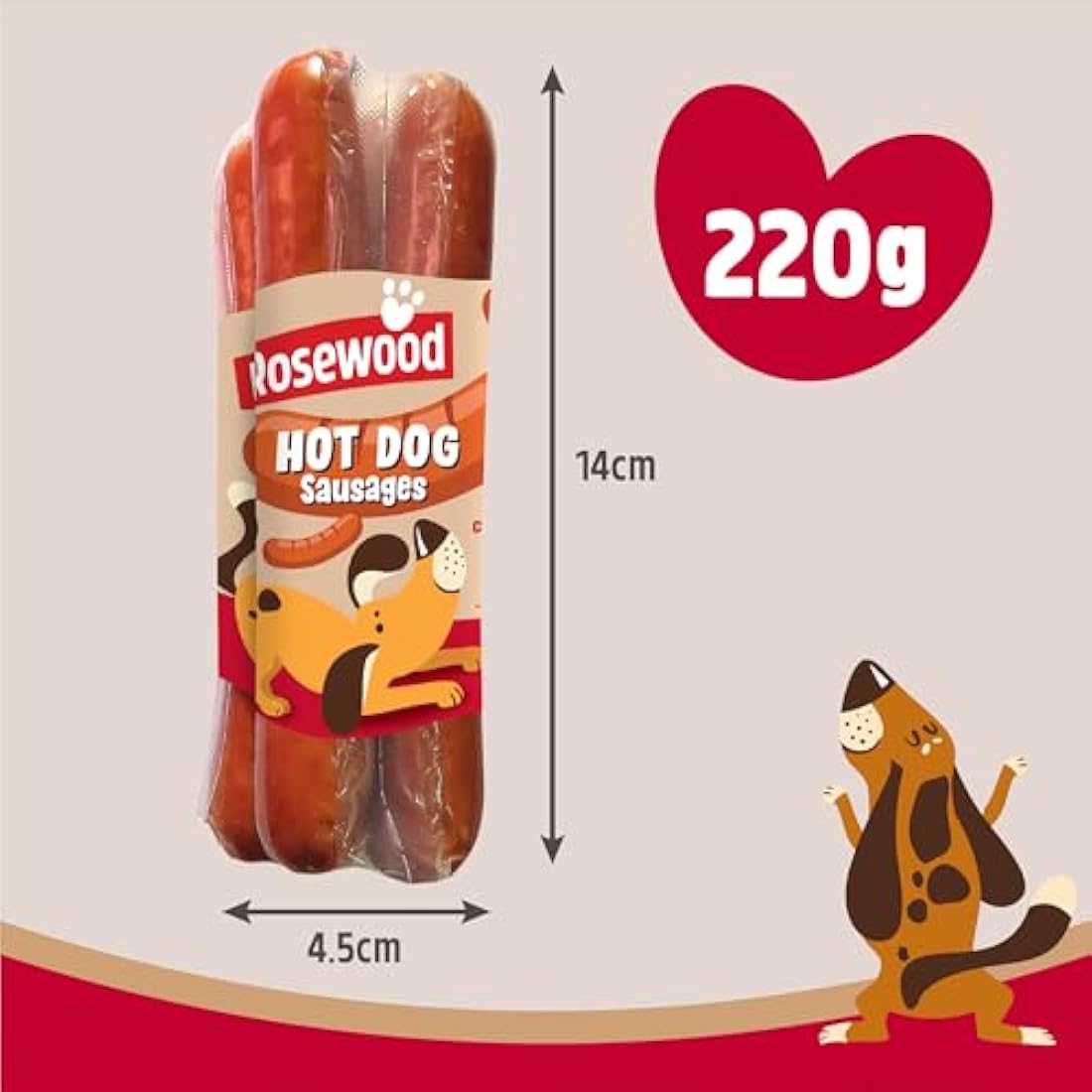 Rosewood Gluten-Free Hot Dog Sausages for Dogs | 12 x 220g Case
