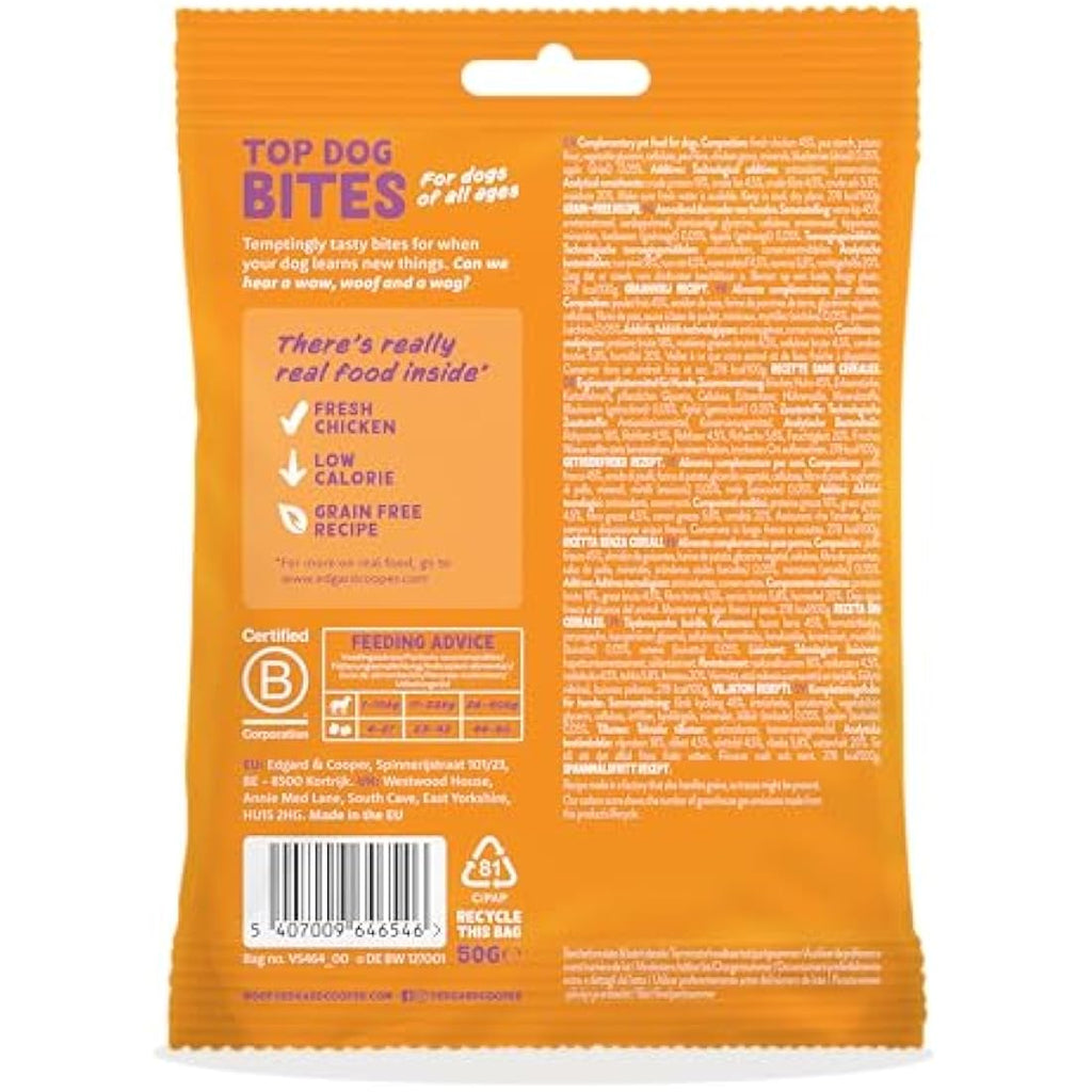 Edgard & Cooper Chicken Dog Bites – Grain Free High Protein Treats (15x50g)