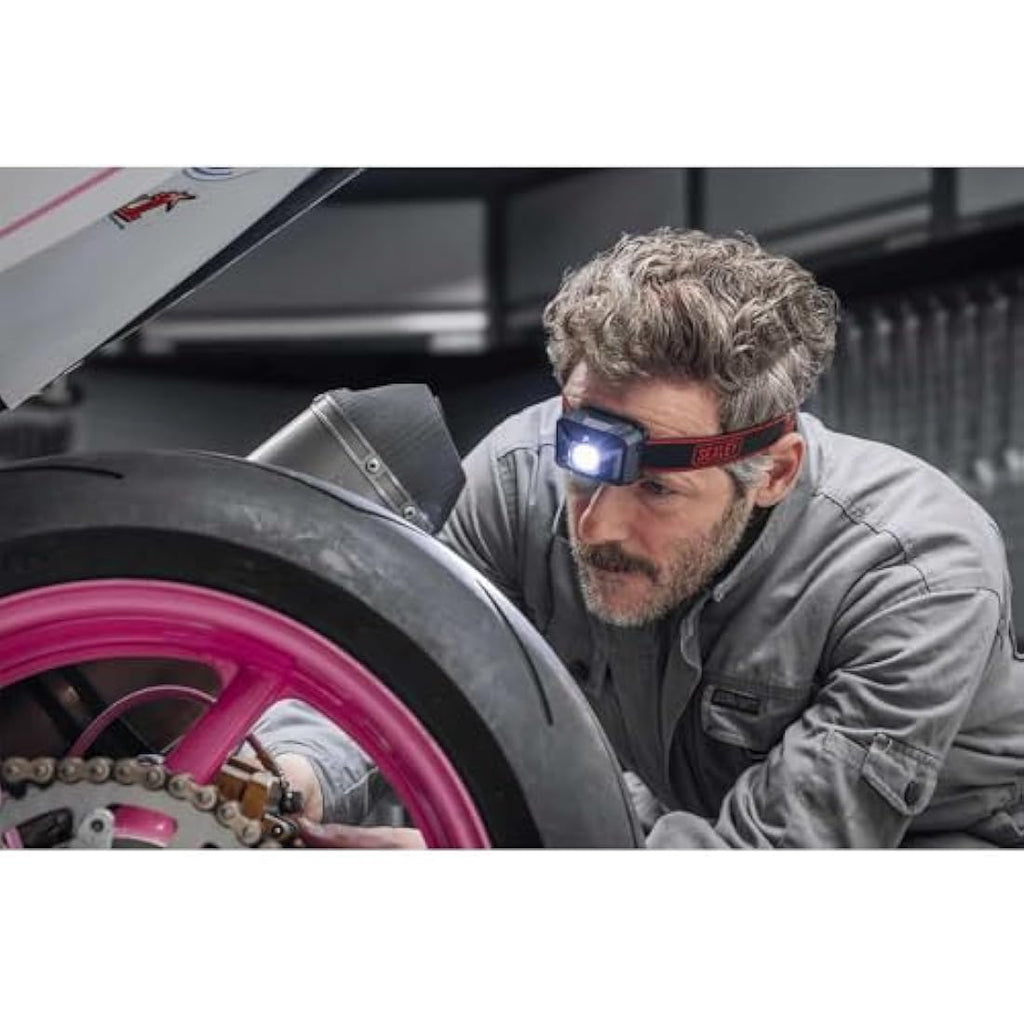 Sealey HT102R Rechargeable LED Head Torch with Auto-Sensor - Red