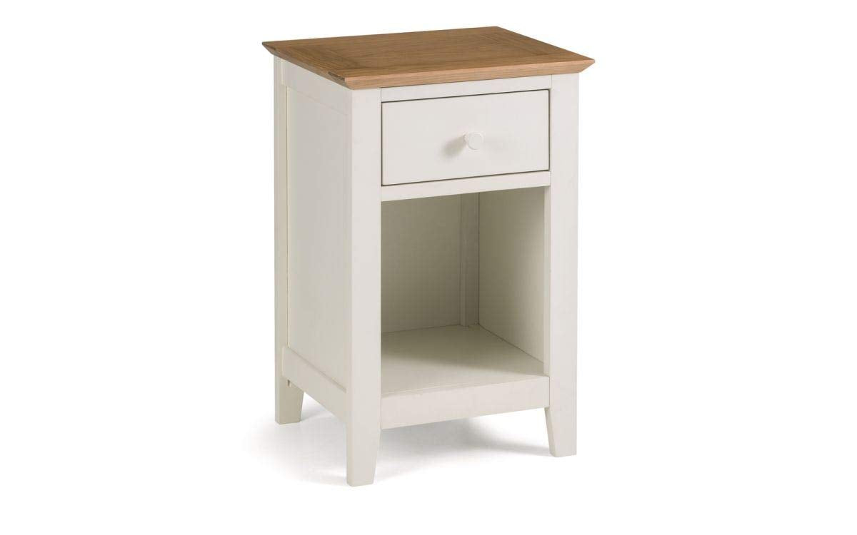 Julian Bowen Salerno Shaker Bedside Table – 1 Drawer Ivory & Oak