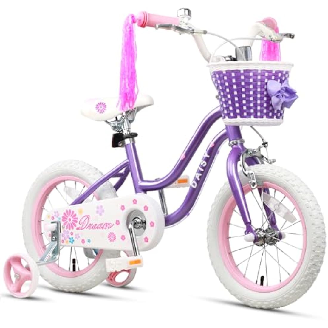 Glerc Daisy 12 Inch Girls Bike with Training Wheels and Basket – Purple