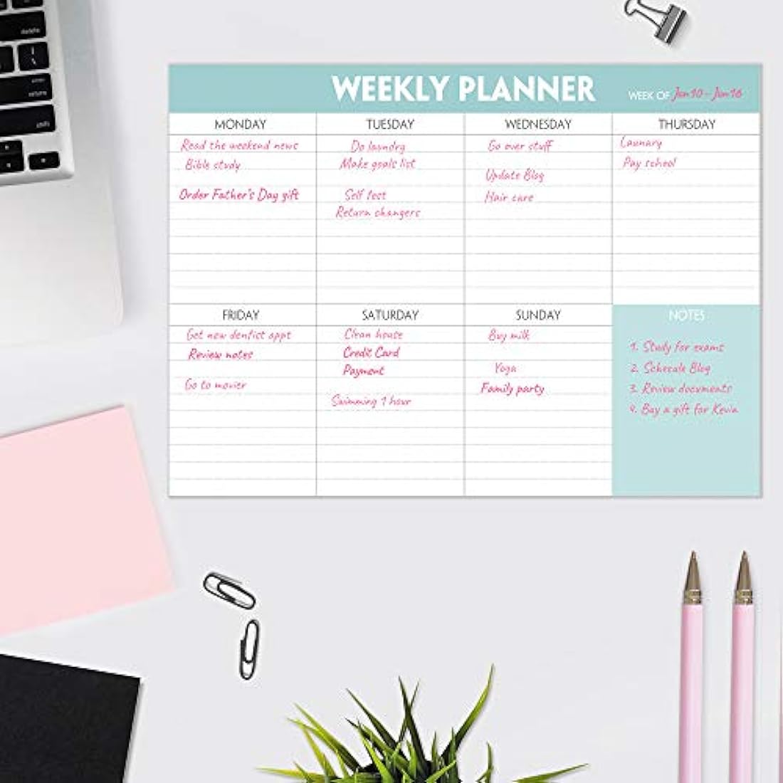 Undated Weekly Planner Pad – 52 Tear Off Sheets, 100gsm