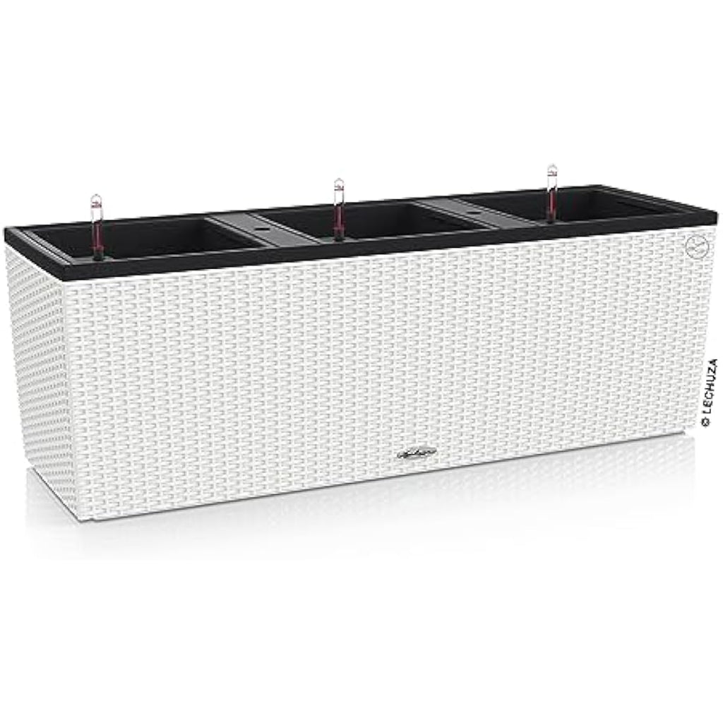 Lechuza Trio Cottage 30 Self-Watering Planter - White Wicker Plastic