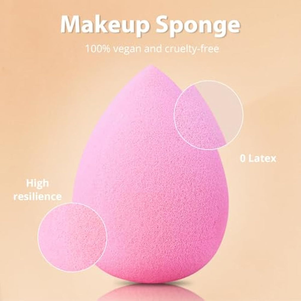 BEAKEY 12pc Makeup Brush Set with Case and Sponges – Synthetic Bristles