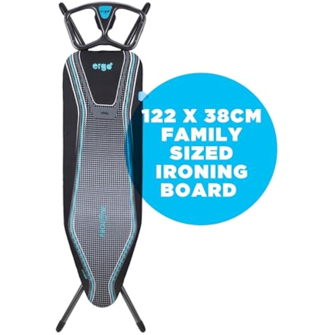 Minky Ergo Ironing Board – Blue 122 x 38 cm with Heat Reflective Cover