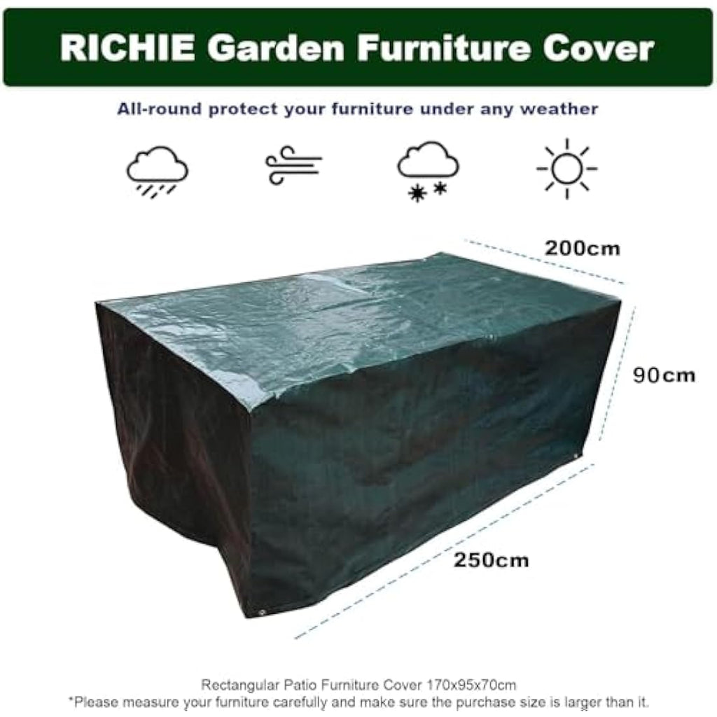 RICHIE Waterproof Patio Furniture Cover | Large Rectangular PE Tarp