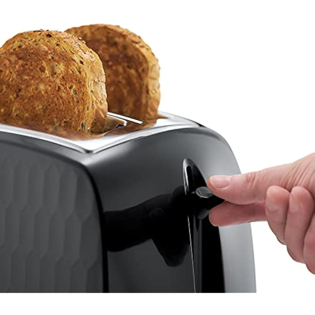Russell Hobbs Honeycomb 2-Slice Toaster | Textured Black & Stainless