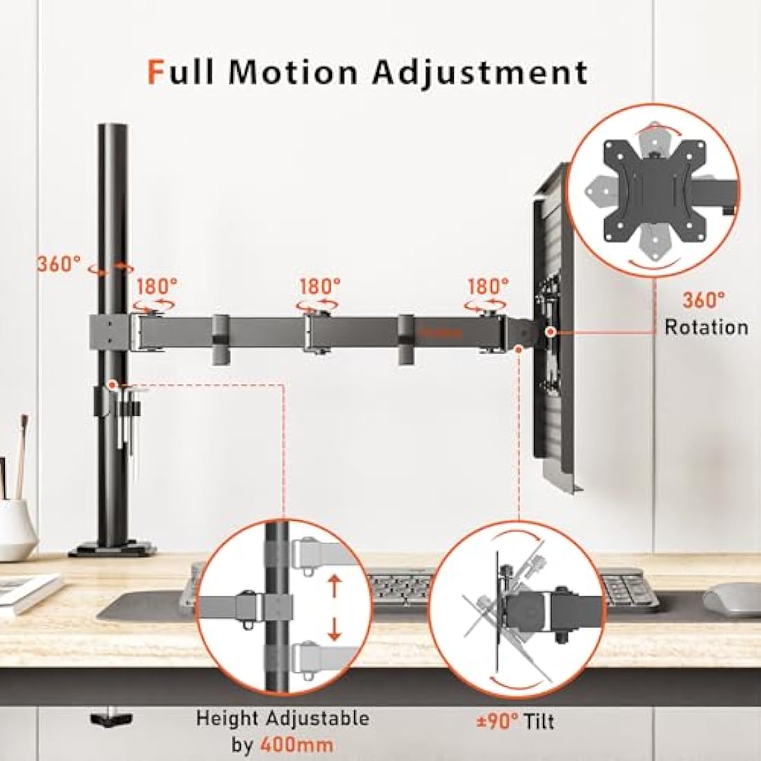 Redbat Laptop Arm & Monitor Mount | Height Adjustable Desk Stand up to 17"