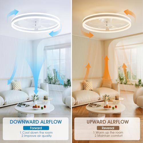 NIORSUN 60cm Smart LED Ceiling Fan with Light | 6-Speed Silent White