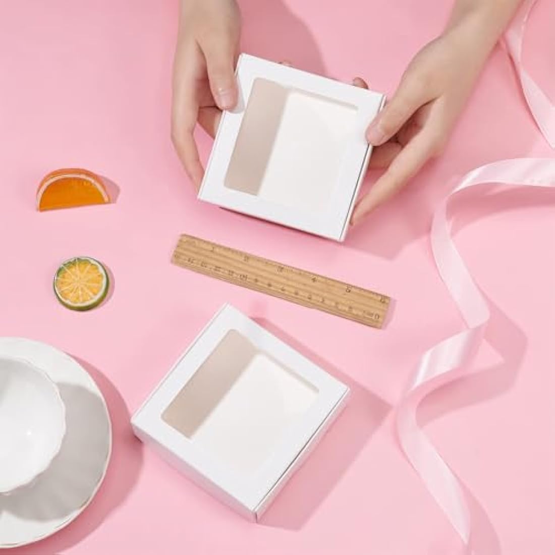 16-Pack White Kraft Paper Gift Boxes with PVC Window