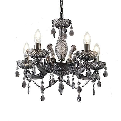 Jolof Store 5-Light Chrome Chandelier | Smoked Acrylic Ceiling Pendant