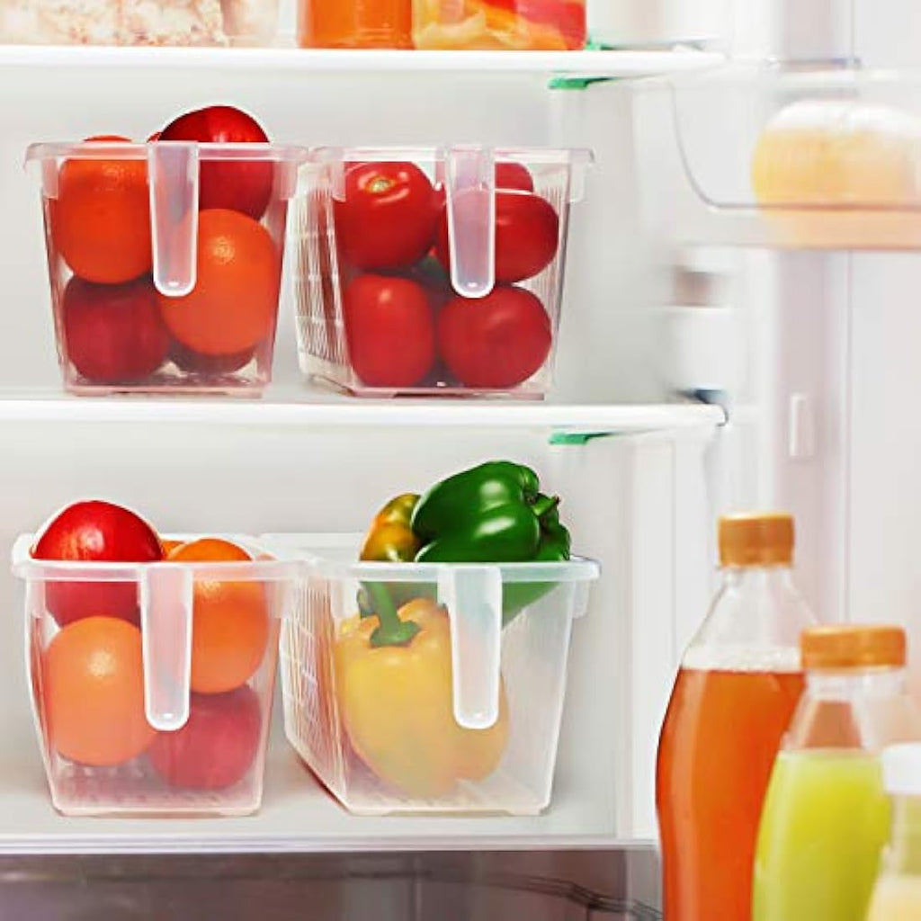 Kurtzy Clear Plastic Fridge Storage Containers with Handles - 4 Pack