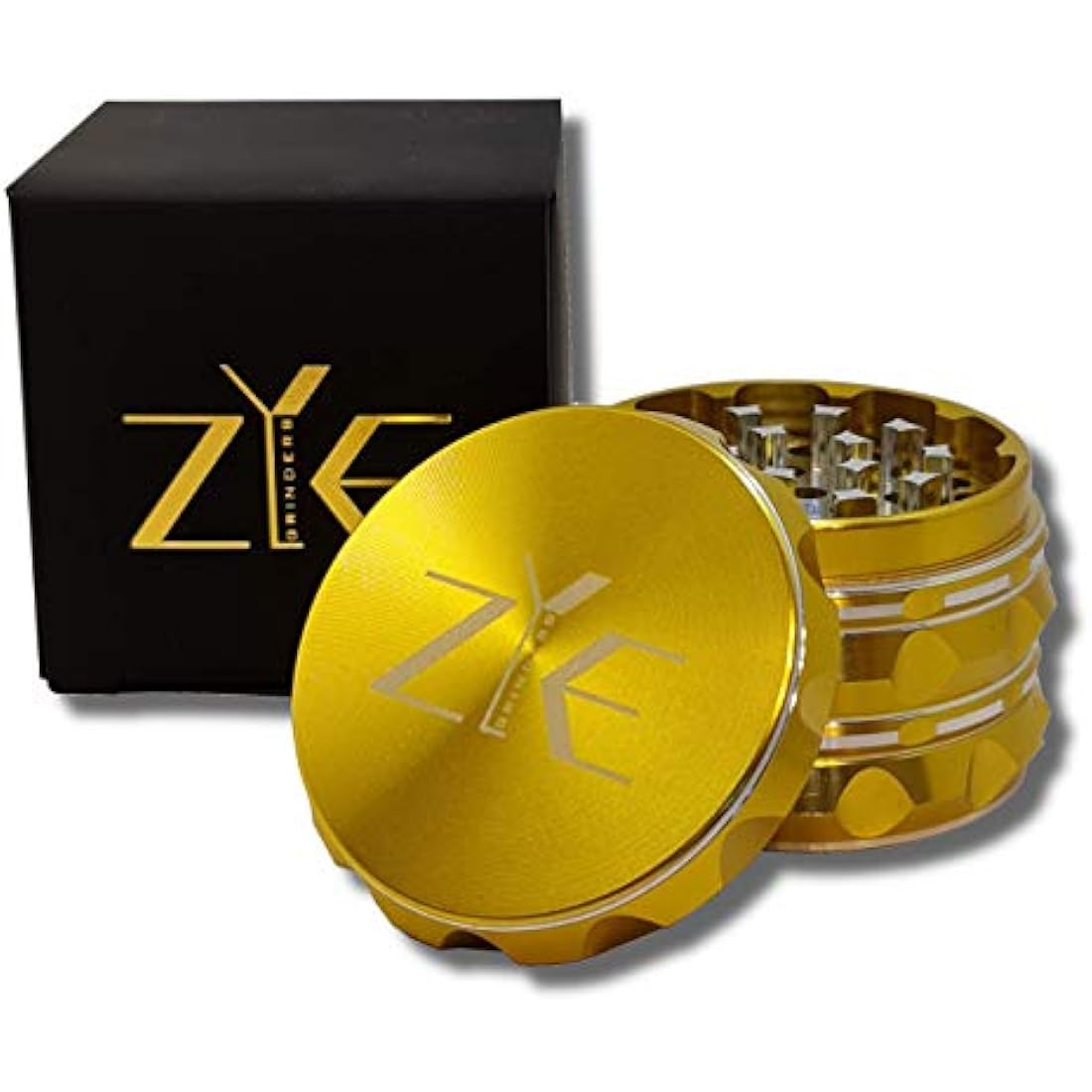 ZYE Herb Grinder – 2.5 Inch 4-Piece Gold Aluminium with Storage Layer