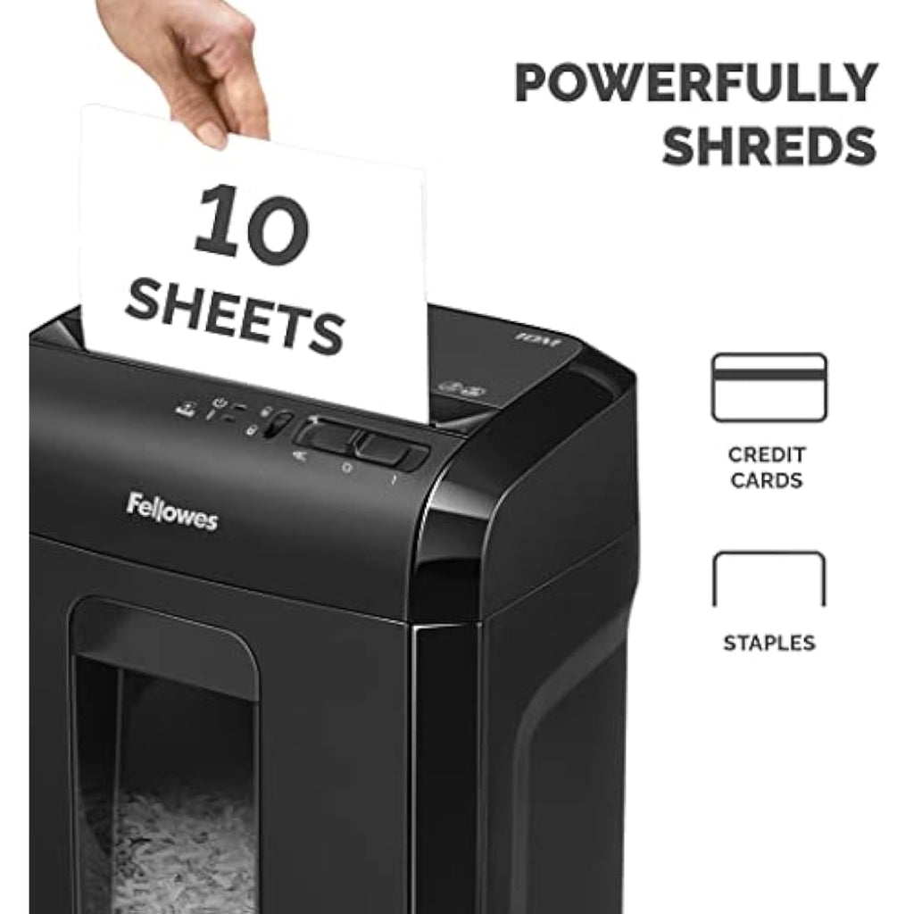 Fellowes Powershred 10M Micro-Cut Paper Shredder | 10 Sheet P-5 Security