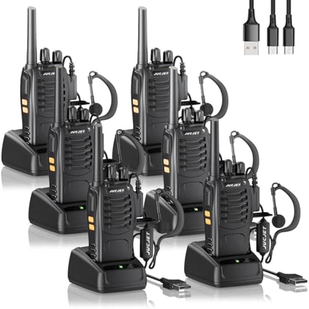 JUCJET 88E Rechargeable Walkie Talkie – Long Range PMR446 2-Way Radio (6 Pack)