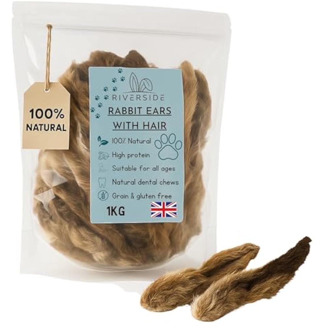 Jolof Store Rabbit Ears with Fur – 1kg Natural Hypoallergenic Dog Treats