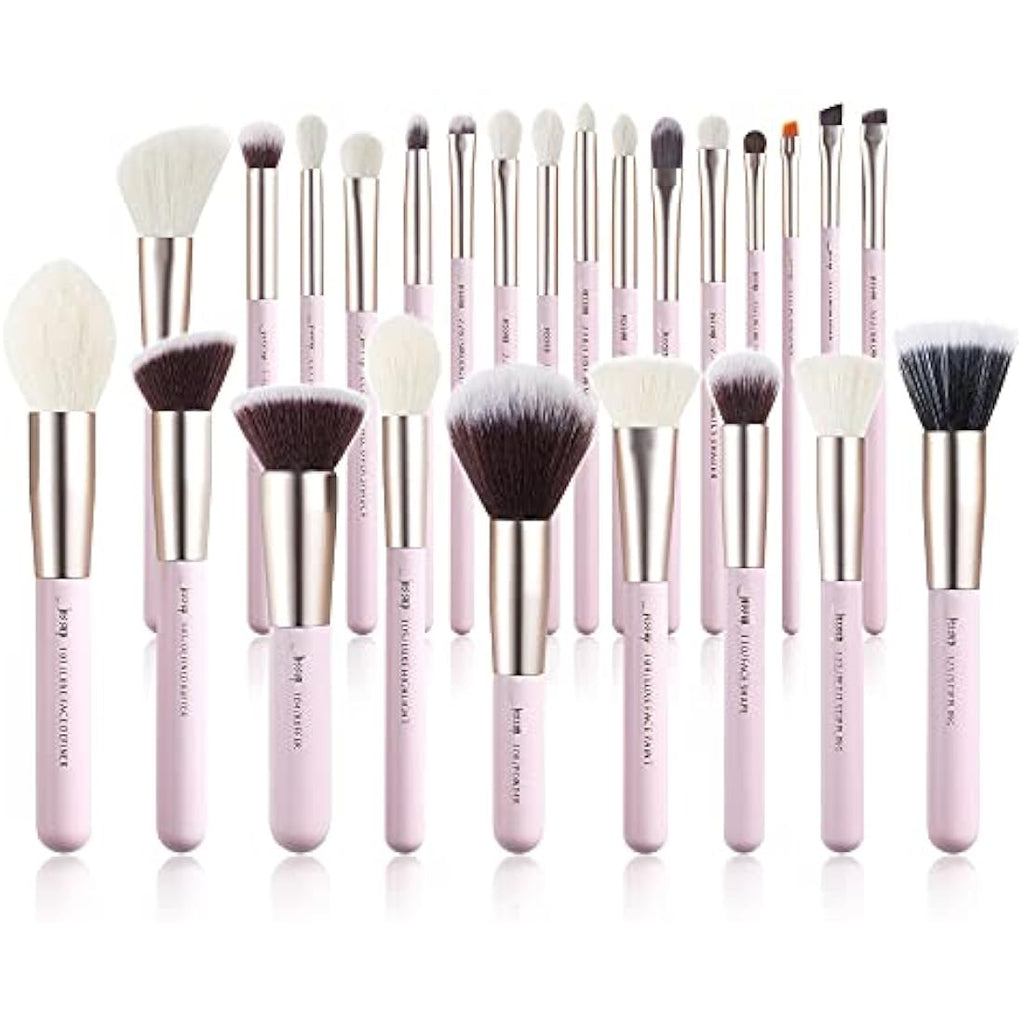 Jessup 25PCS Professional Makeup Brushes Set | Pink Natural-Synthetic
