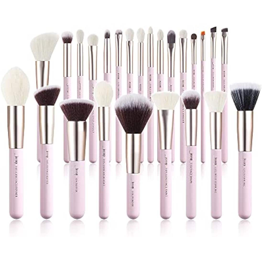 Jessup 25PCS Professional Makeup Brushes Set | Pink Natural-Synthetic