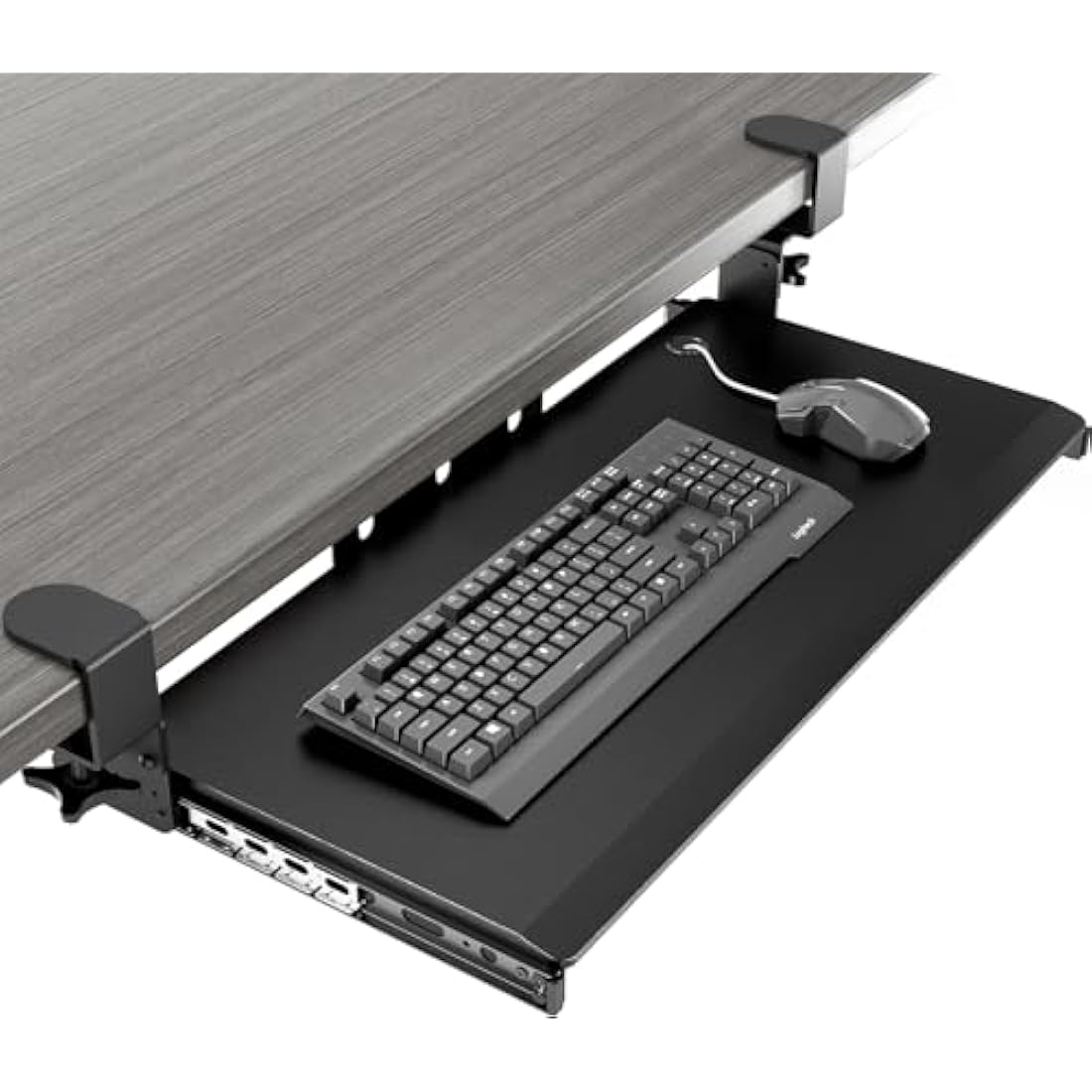 Under Desk Keyboard Tray | Sturdy C-Clamp Mount - Black