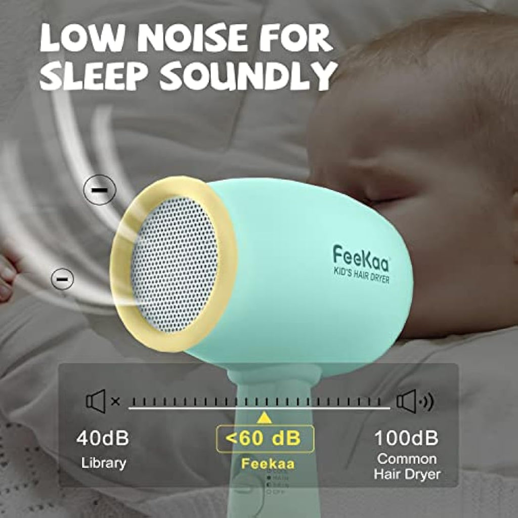 Feekaa Kids Hair Dryer – Portable Low Heat Baby Blow Dryer with Stickers