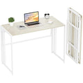 Ulifance Folding Computer Desk – No-Assembly Writing Table, Beige