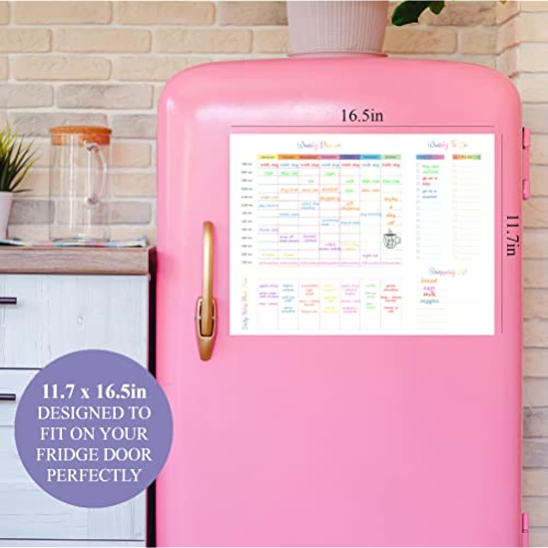 Magnetic Weekly Whiteboard Fridge Planner with 8 Markers