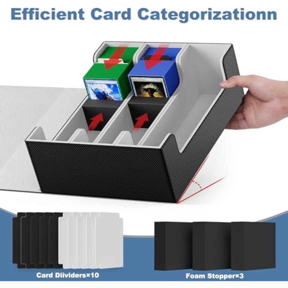 Mlikero Leather Trading Card Deck Case | 1800+ Card Storage Box for MTG