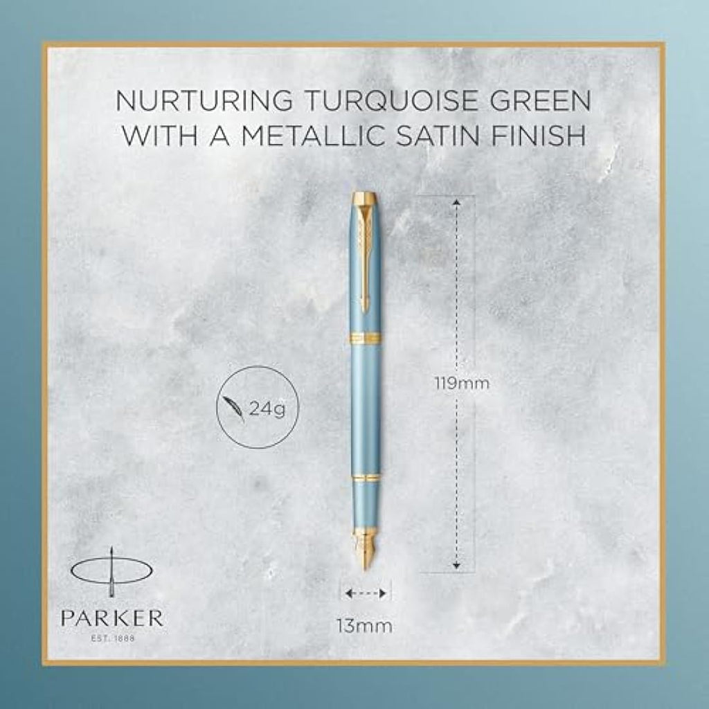 Parker IM Fountain Pen – Turquoise Green Gradient with Gold Trims