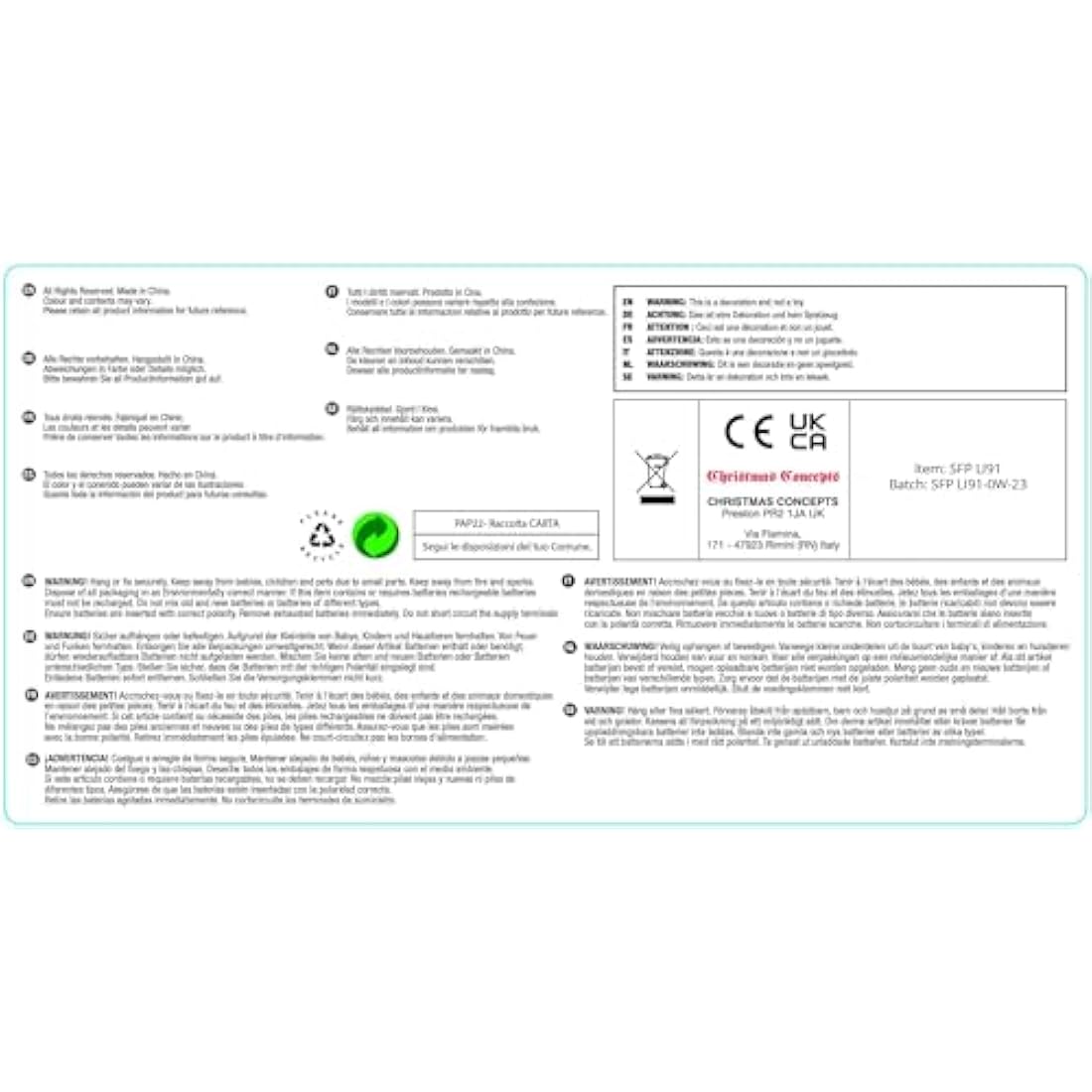 Christmas Concepts IP55 Waterproof Outdoor Plug Box - Green 42cm